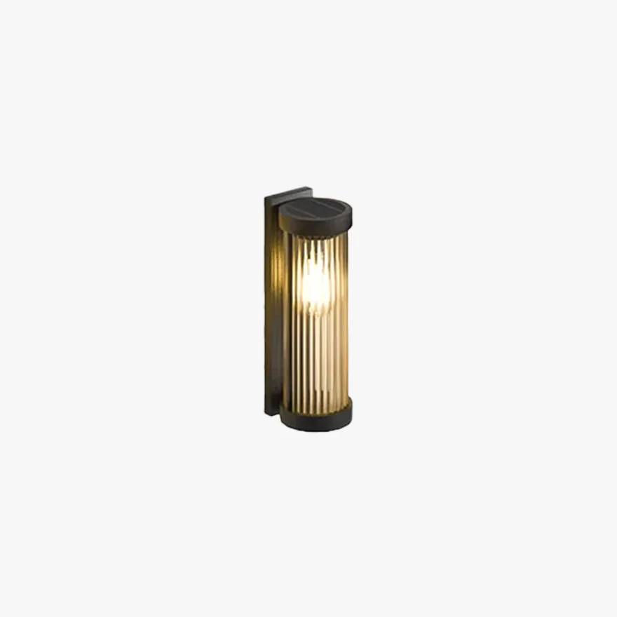 Modern  Metal And Glass Cylindrical Outdoor Wall Lamp, Black