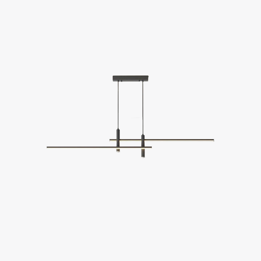 Minimalist Metal Linear Kitchen Pendant Light, Black/gold, Trichromatic Light