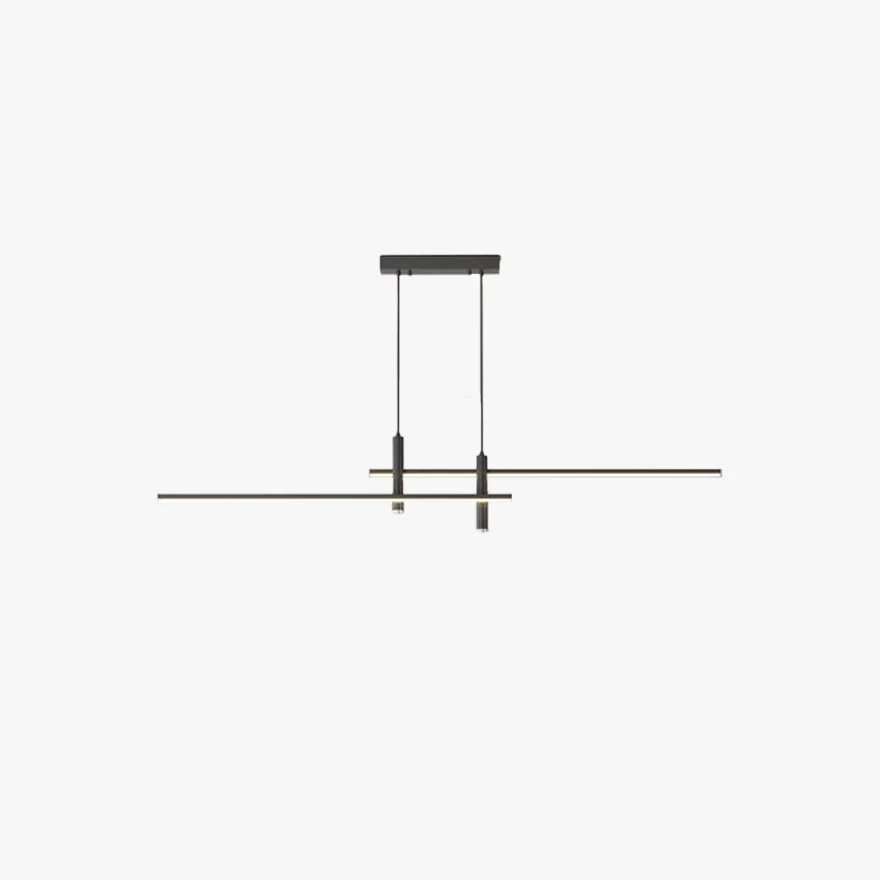 Minimalist Metal Linear Kitchen Pendant Light, Black/gold, Trichromatic Light