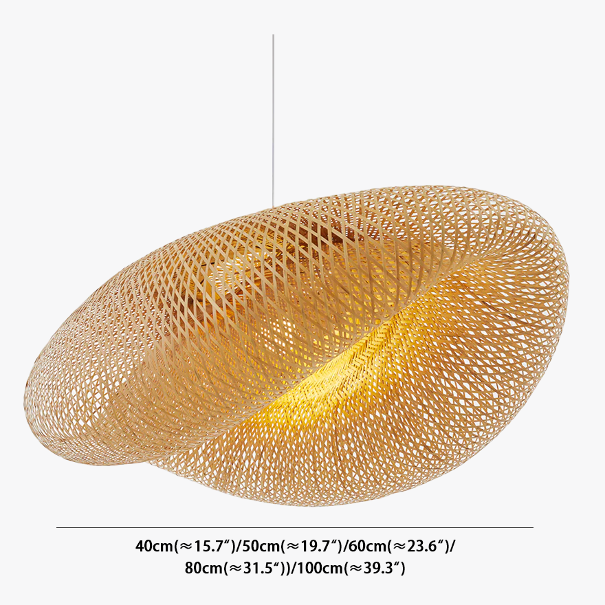 Natural Bamboo Dome Living Room Pendant Light, Yellow