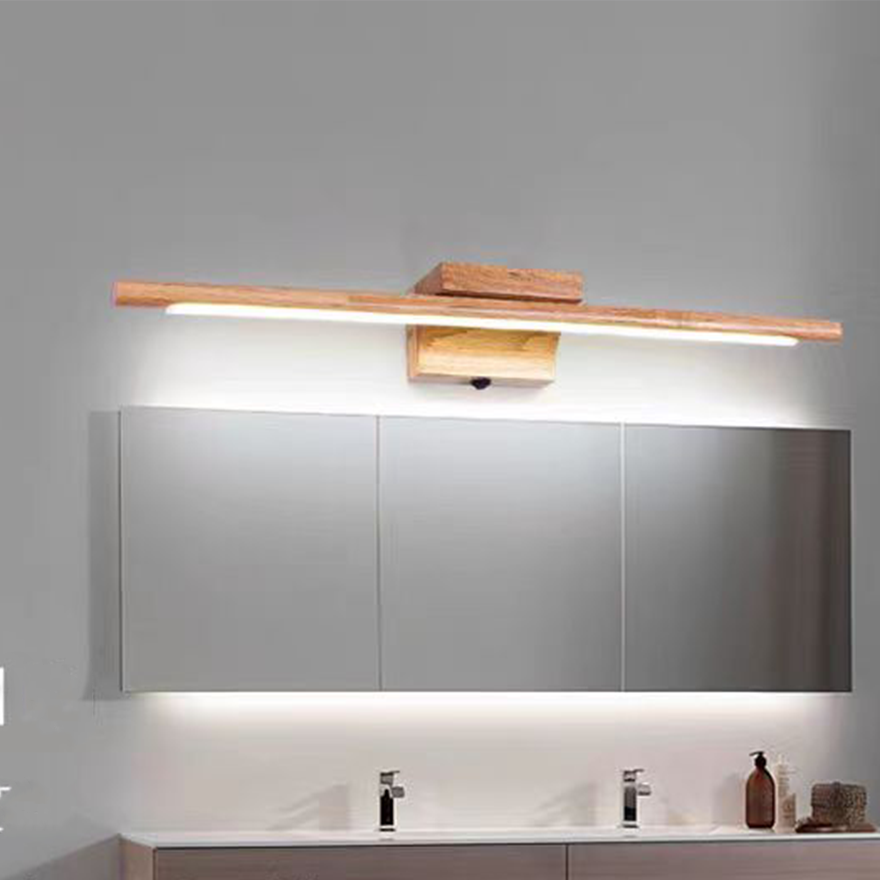 Minimalist Acrylic And Wooden Linear Bedroom Wall Lamp, Burlywood