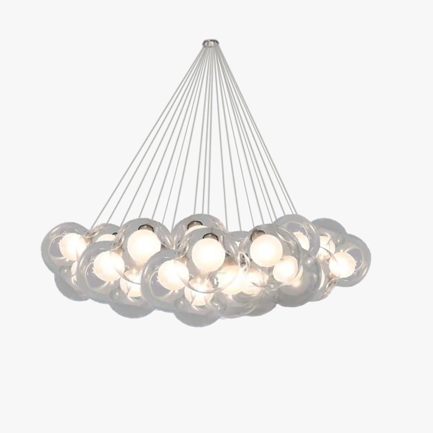 Unusual Metal And Glass Bubble Bedroom Pendant Light, Clear