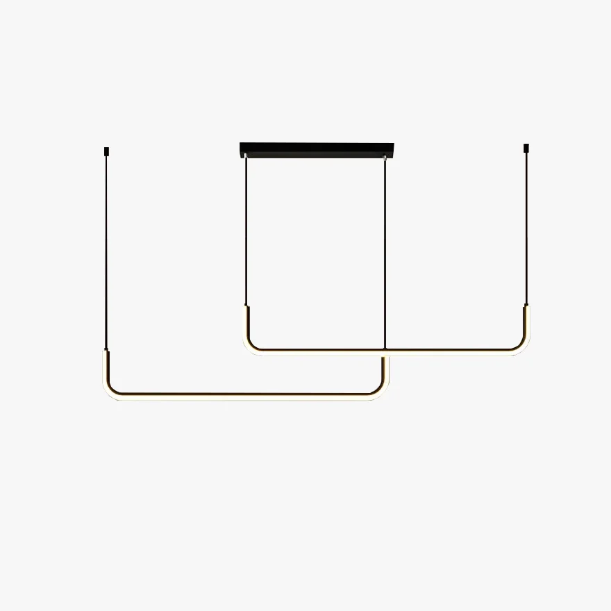 Minimalist Metal And Acrylic Linear Living Room Pendant Light, Black/Gold