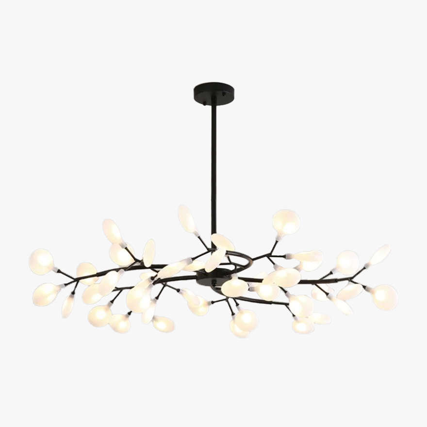 Art Deco Metal And Glass Dendritic Living Room Pendant Light, Black/Gold