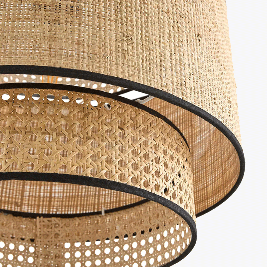 Rusti Metal And Rattan Lantern Study Room Pendant Light, Burlywood