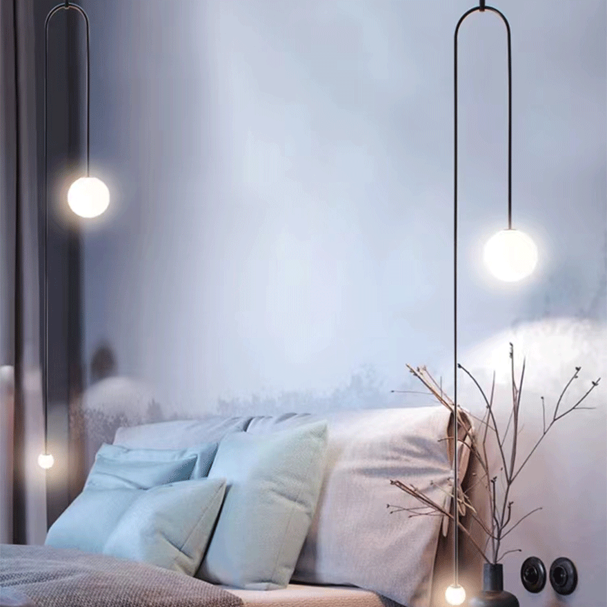 Designer Metal Linear Bedroom Pendant Light, Black