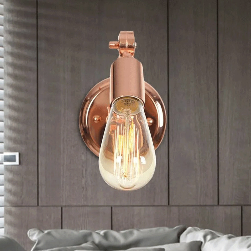 Unusual Metal Elliptical Passage Wall Lamp, Rose Gold