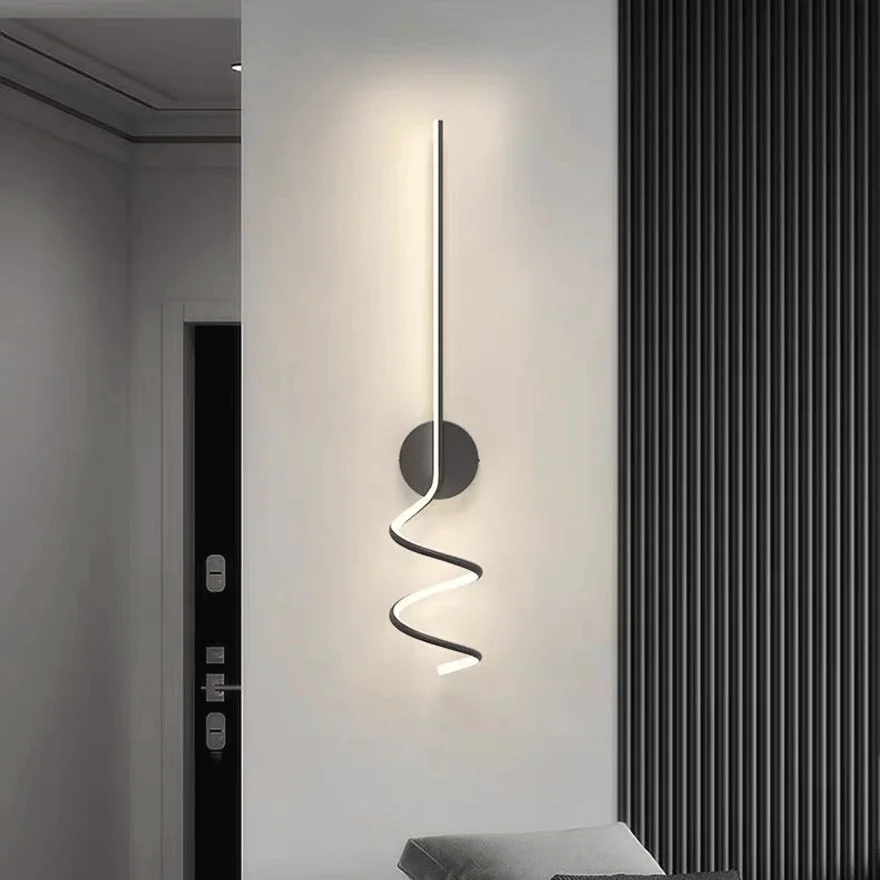 Modern Metal Spiral Corridor Wall Lamp, Black/White