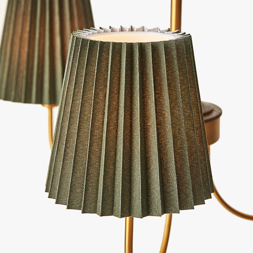 Vintage Metal And Fabric Hooded Study Room Pendant Light, Green/White