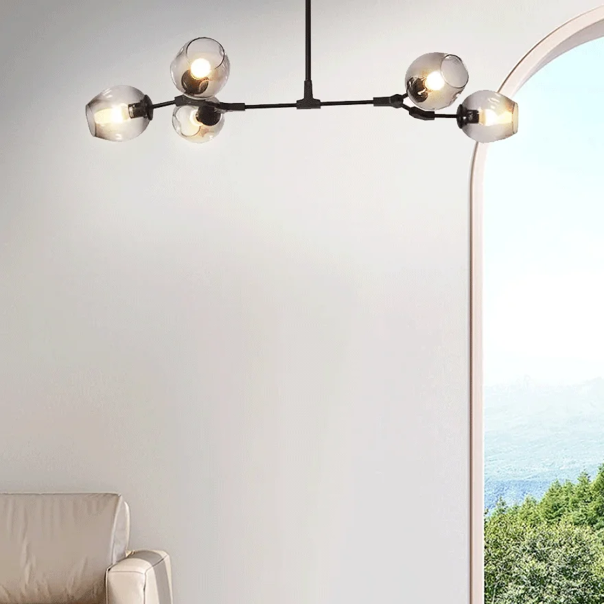 Modern Metal And Glass Bubble Bedroom Pendant Light, 6 Color