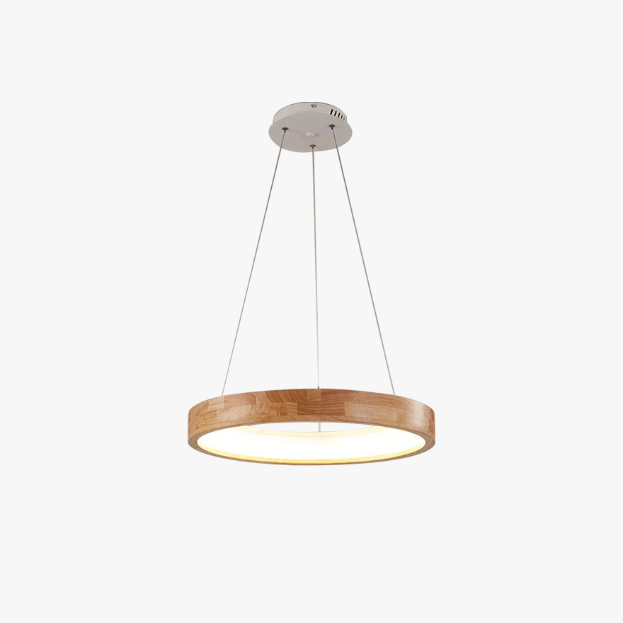 Unusual Wooden And Acrylic Ring Study Room Pendant Light, Log Color