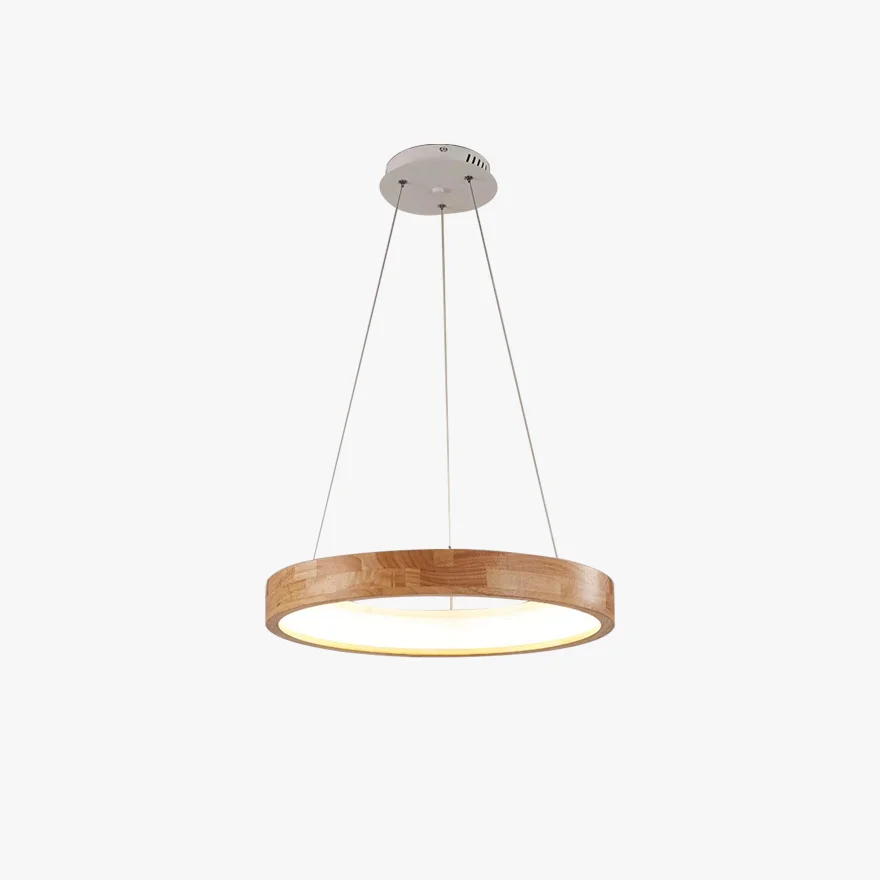 Unusual Wooden And Acrylic Ring Study Room Pendant Light, Log Color