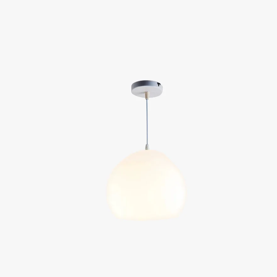 Minimalist Metal Ball Shape Dining Room Pendant Light, White/Gray