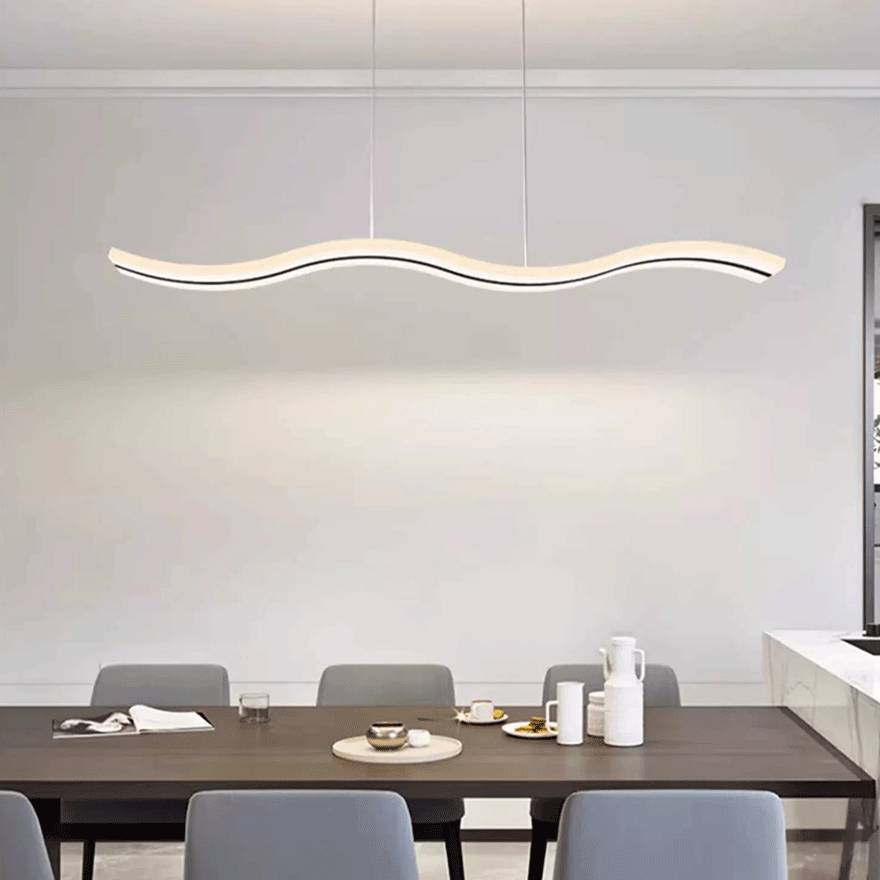 Minimalist Acrylic Wave Dining Room Pendant Light, Black/White