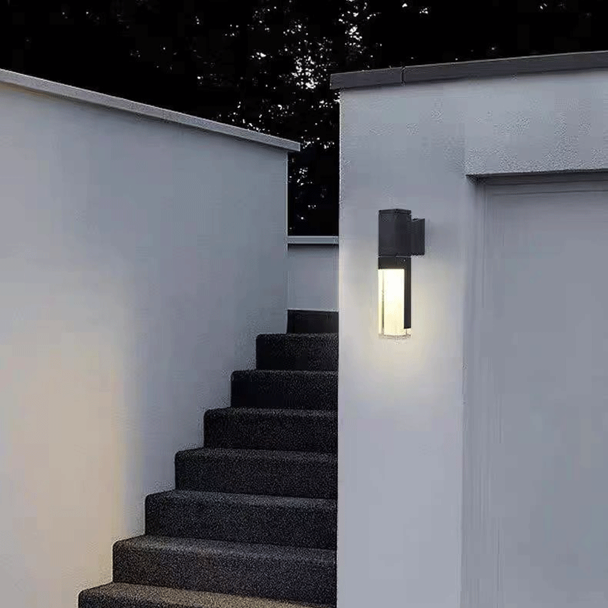 Modern Metal And Acrylic Rectangular Outdoor Wall Lamp, Black