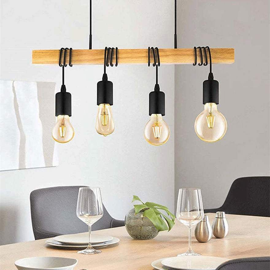 Wood Chandelier Light Pendant Lamp Adsjutable