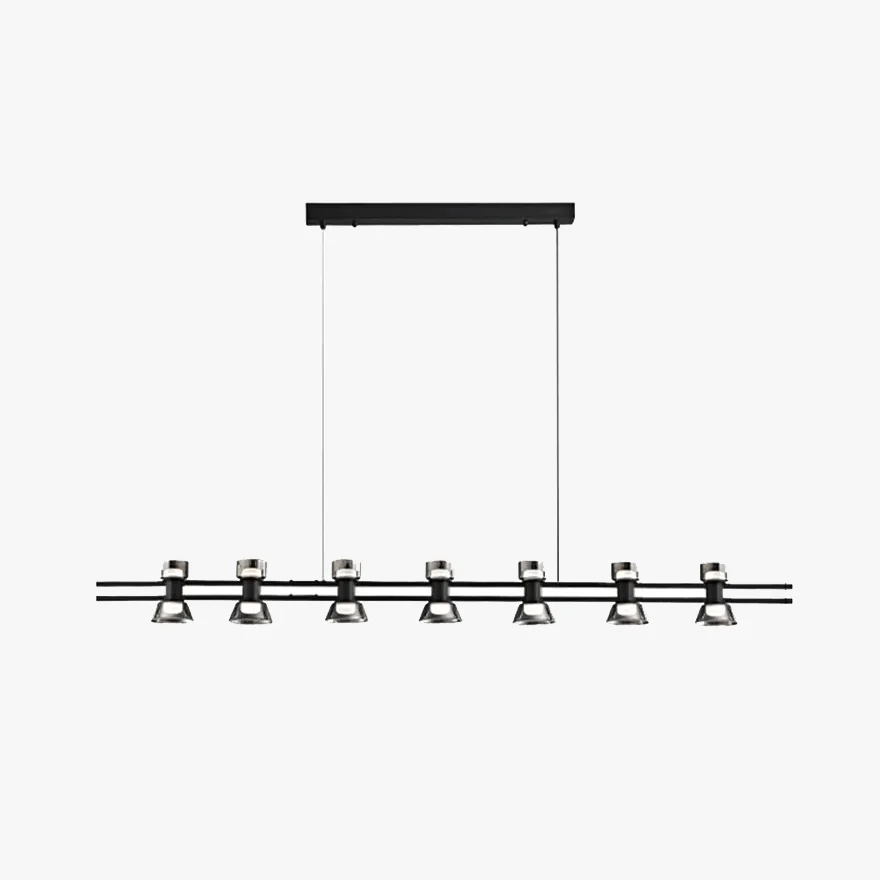 Designer Pure Copper And Glass Linear Dining Room Pendant Light, Black/Gold