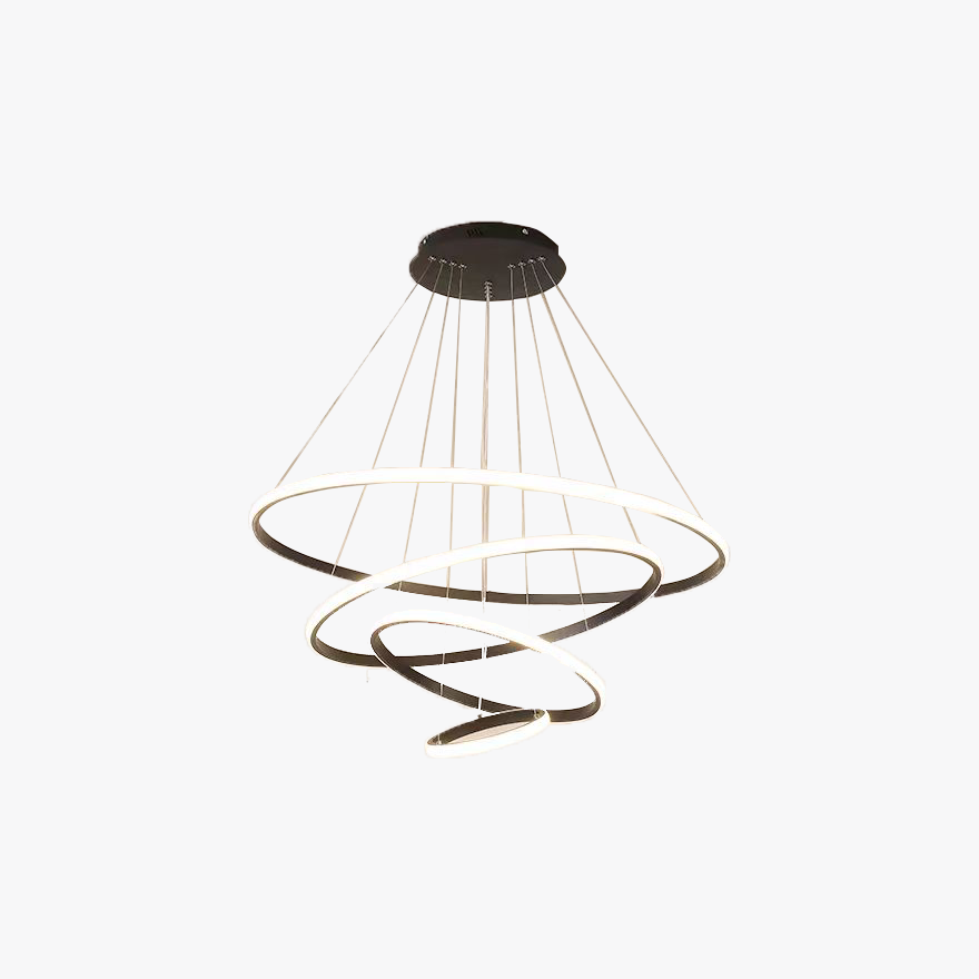 Minimalist Metal And Acrylic Ring Living Room Pendant Light, Black/Brown/Gold/White