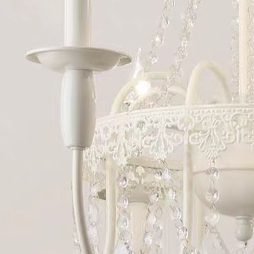 Royal Metal And Glass Candle Chandelier Pendant Light, White