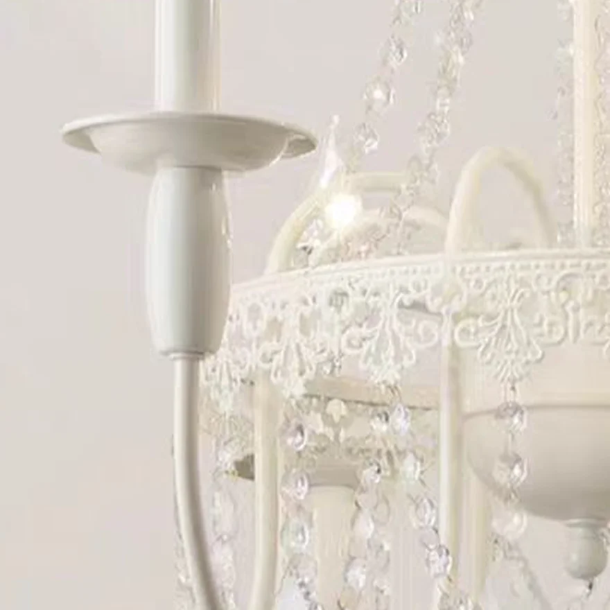 Royal Metal And Glass Candle Chandelier Pendant Light, White