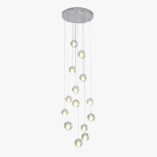 Modern Metal And Acrylic Globe Stair Bedroom Chandelier Pendant Light, Silver