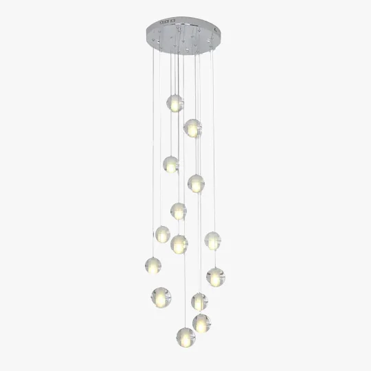 Modern Metal And Acrylic Globe Stair Bedroom Chandelier Pendant Light, Silver