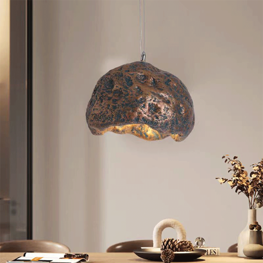 Unusual Acrylic And Resin Irregular Shape Living Room Pendant Light, Brass/Grey/Walnut