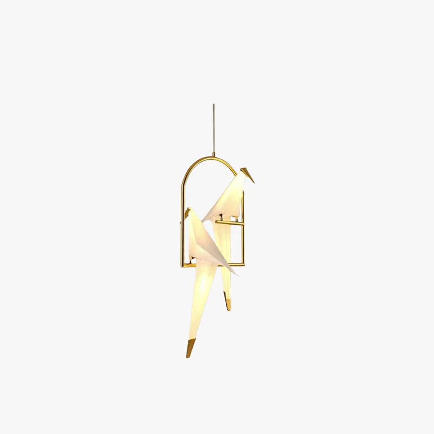 Modern  Metal And Glass Bird Kitchen Island Pendant Light, Gold