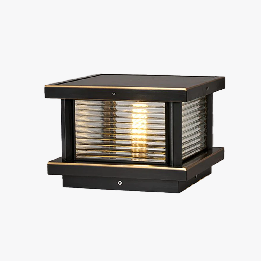 Modern Metal And Glass Square Courtyard Outdoor Pathway Light, Black/Brass/Bronze