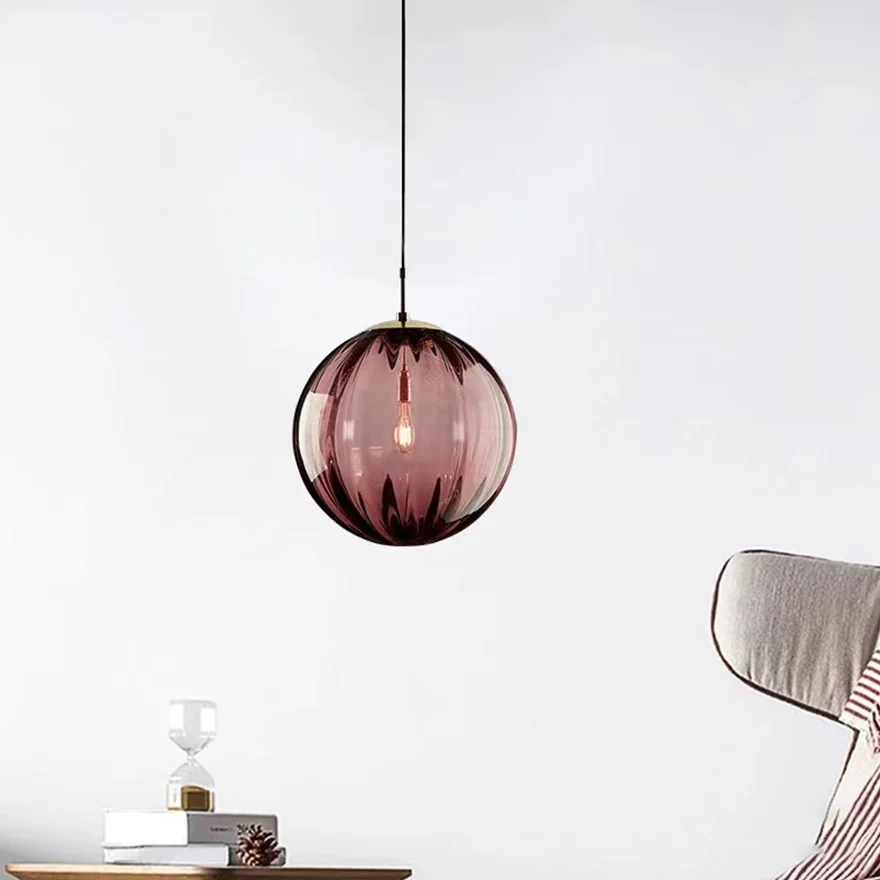 Post Modern Glass Sphere Pendant Lighting Ball Shape Hanging Lamp For Kitchen & Hallway, Four Colors