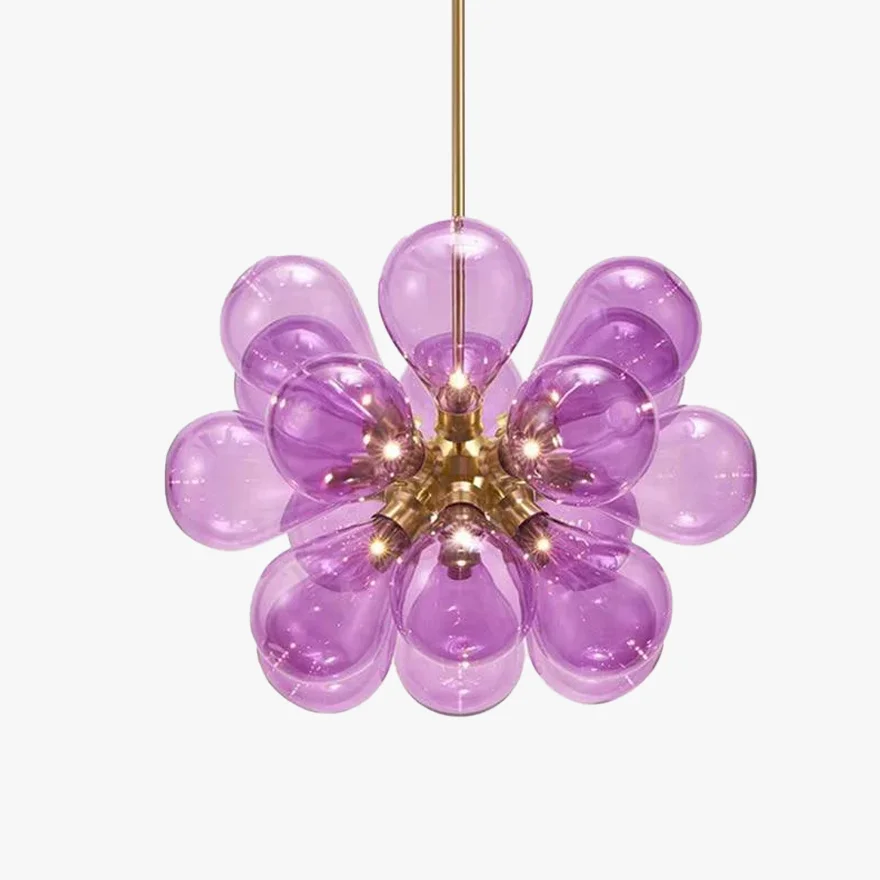 Modern Metal And Glass Bubble Dining Room Pendant Light, Blue/Purple/White