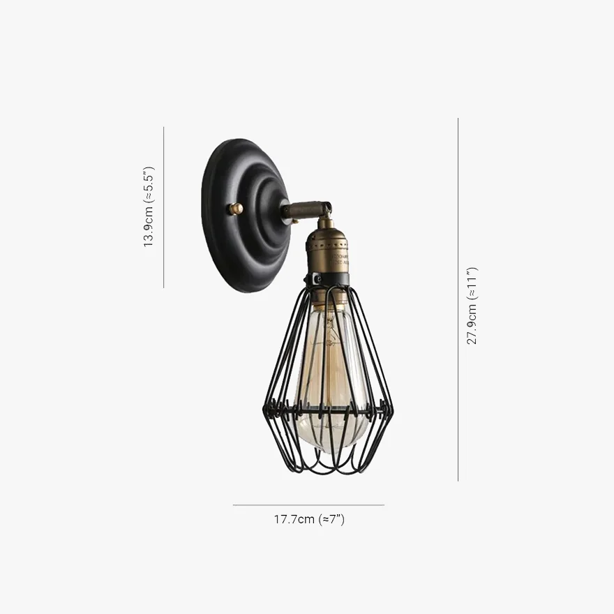 Industrial  Metal Lantern Living Room Wall Lamp, Black/Rust