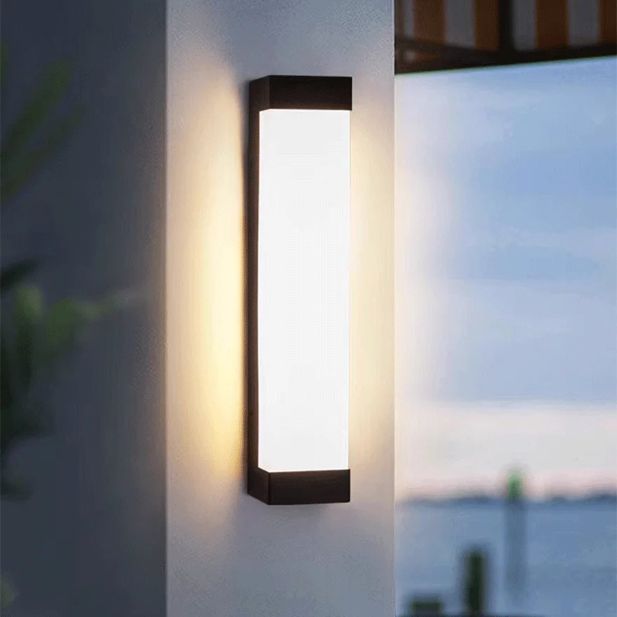 Modern  Metal And Acrylic Rectangular Outdoor, Wall Lamp, Black/ Grey