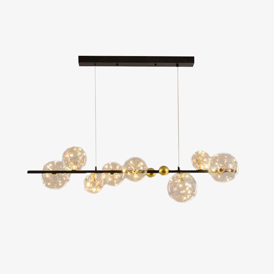 Modern Metal And Glass Bubble Living Room Pendant Light, Black/Gold