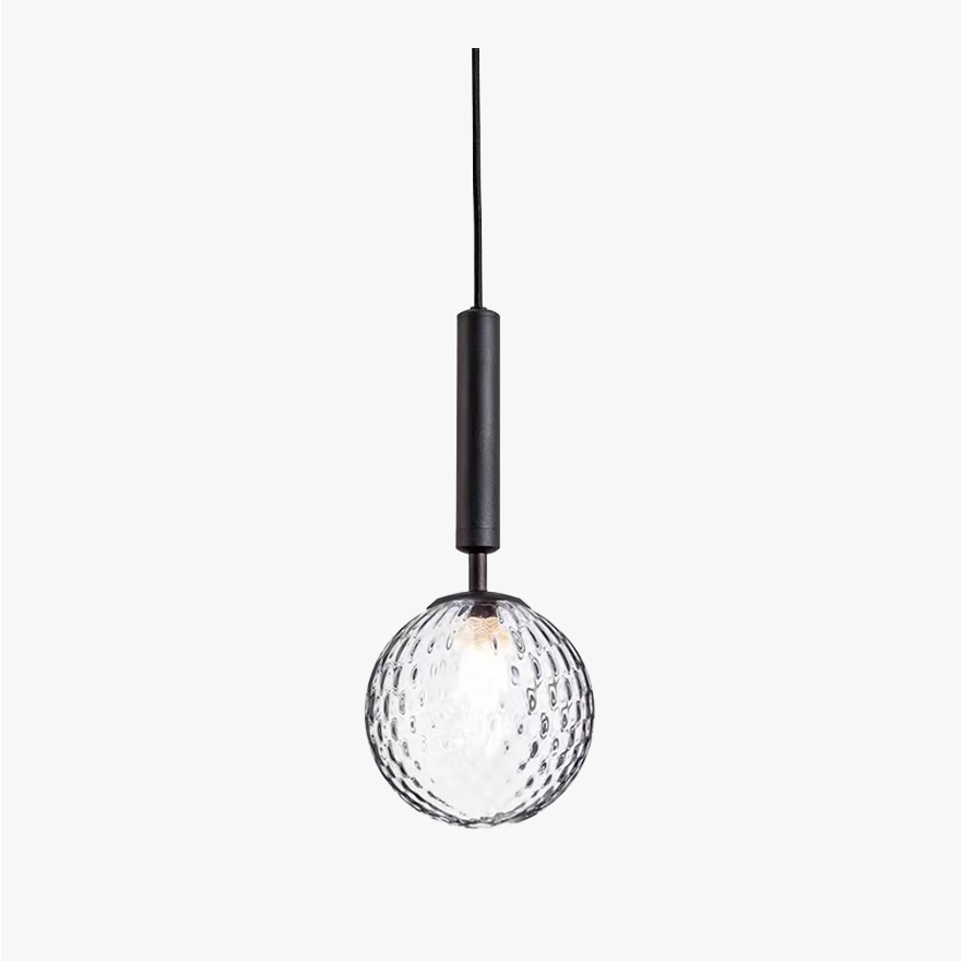 Modern Metal And Glass Globular Dining Room Pendant Light, Black/Gold