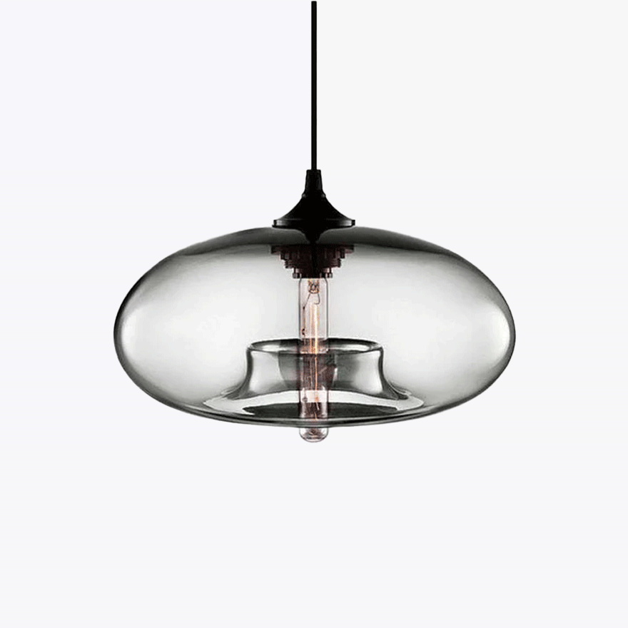 Modern Glass Drum Living Room Pendant Light, 6 Color