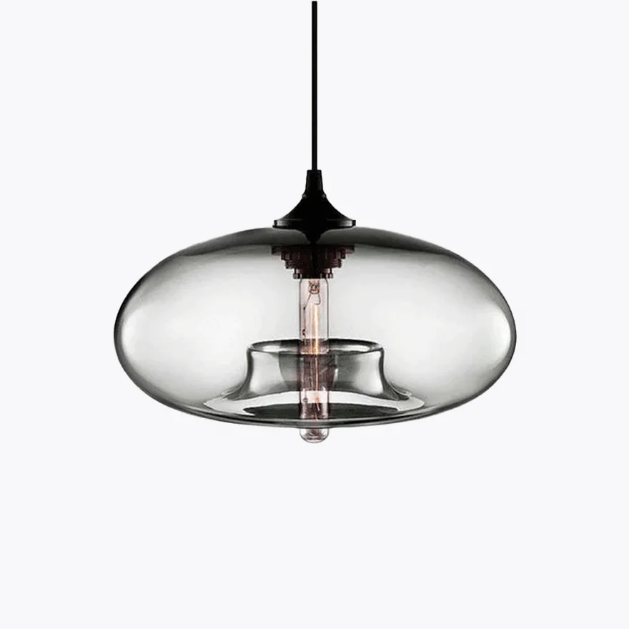 Modern Glass Drum Living Room Pendant Light, 6 Color