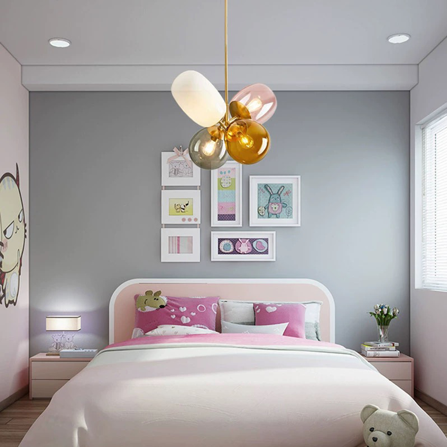 Modern Metal And Glass Balloon Children's Room Pendant Light, Multicolor