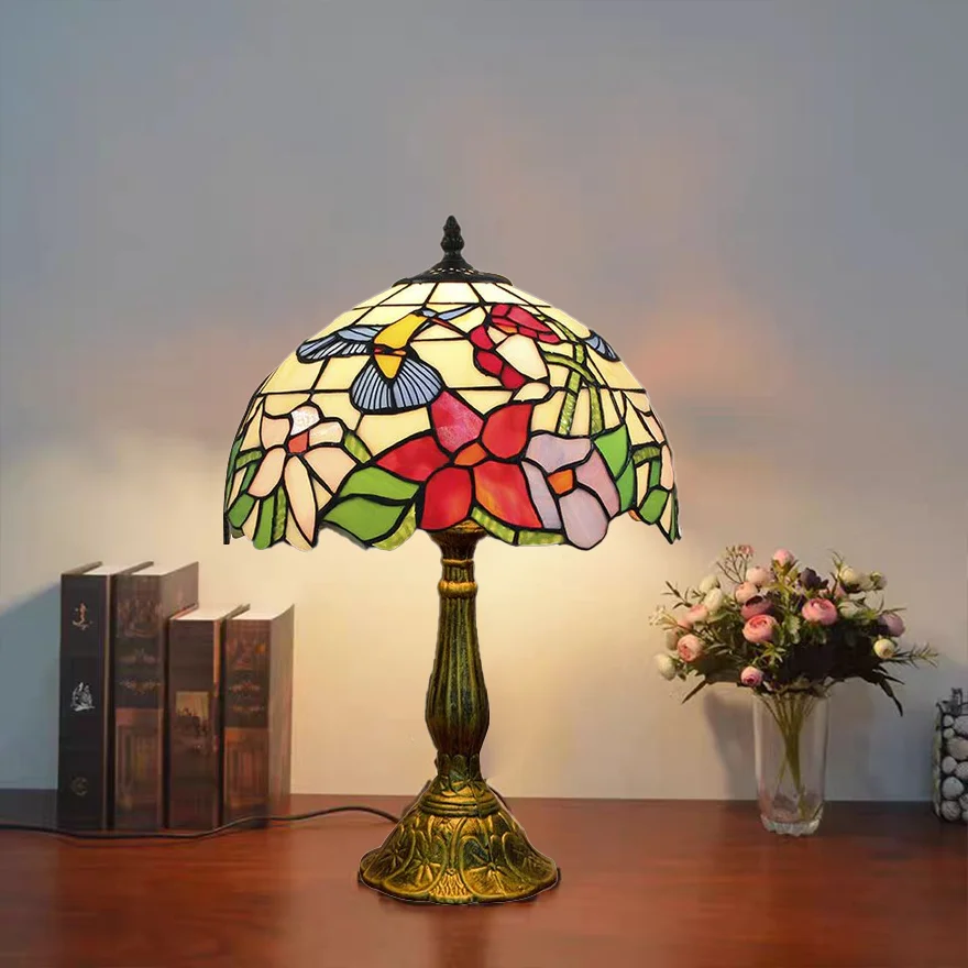 Art Deco Metal And Glass Dome Bedroom Table Lamp, Multicolor | Liiffy