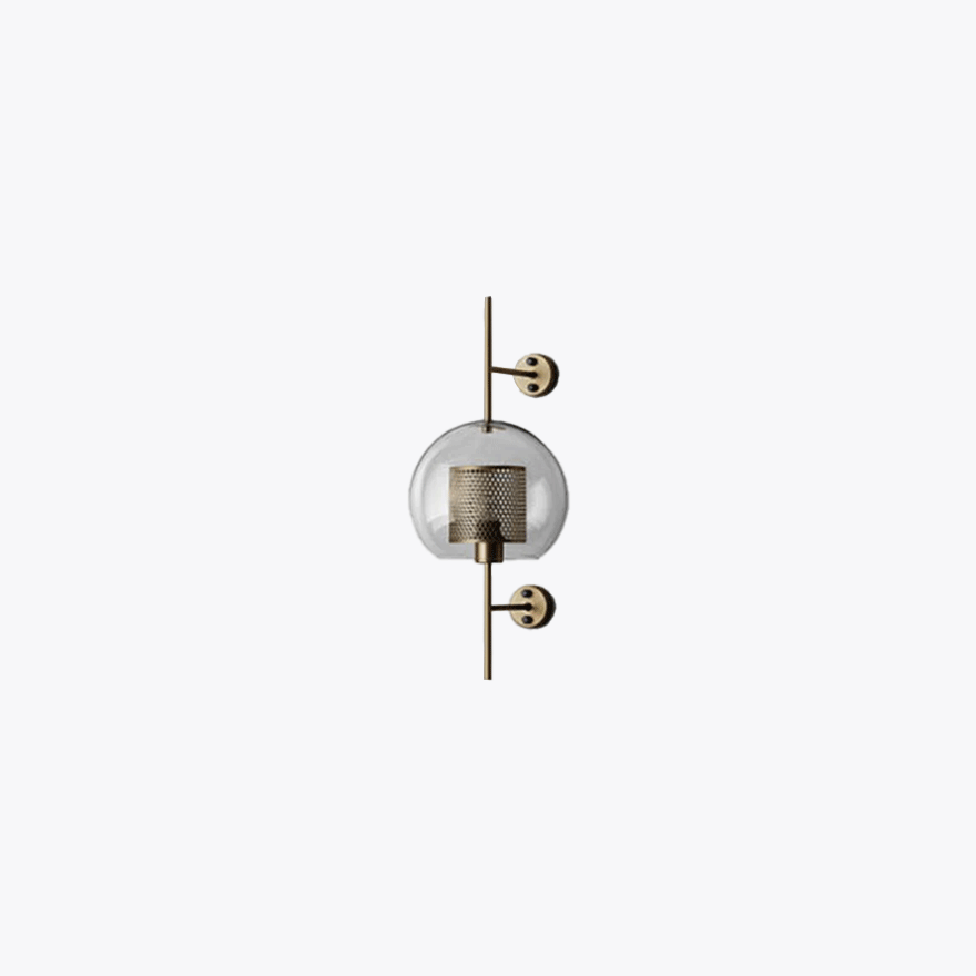 Designer Metal And Glass Geometric Bathroom Wall Lamp, Copper/Silver