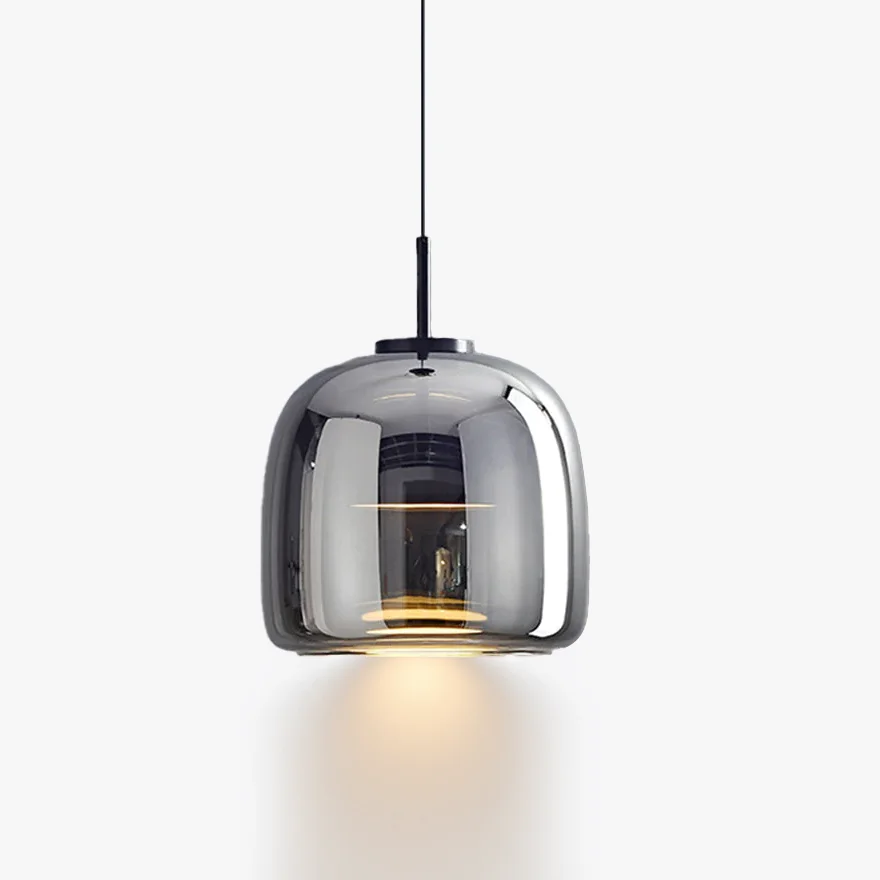 Classical Metal And Glass Drum Living room Pendant Light, Amber/Clear/Smoky Grey, Adjustable