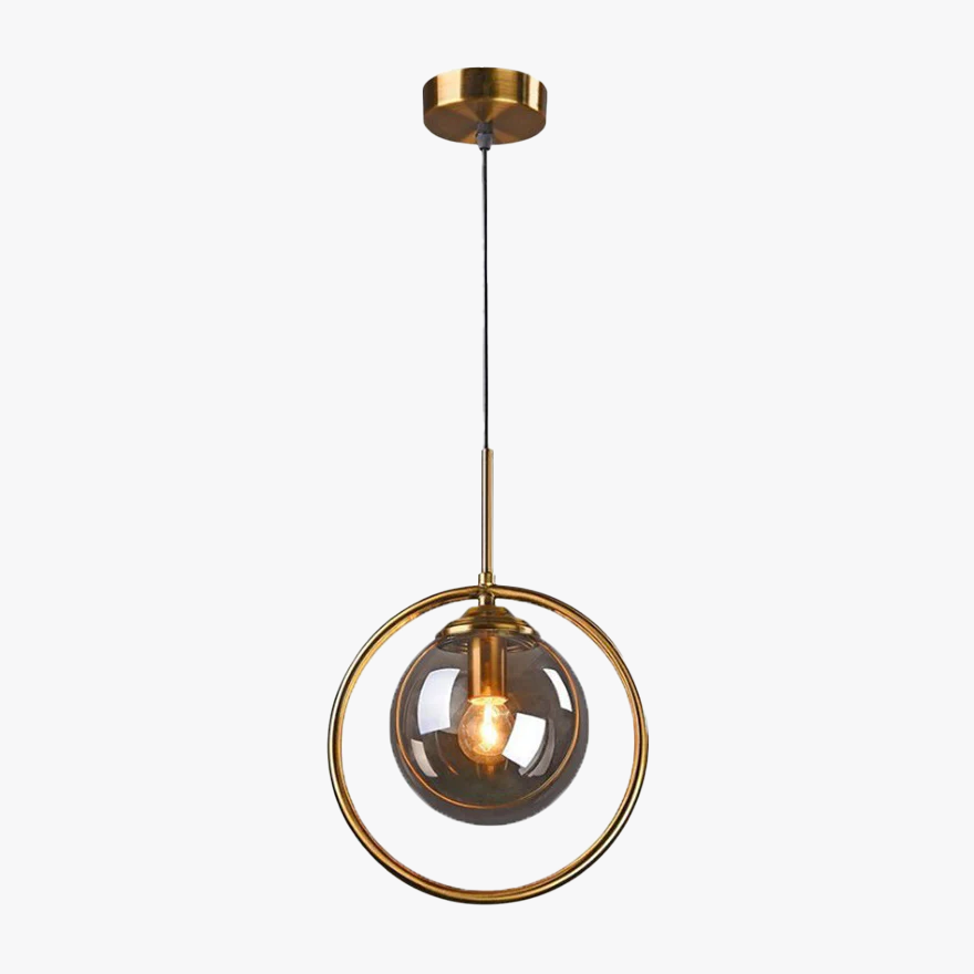 Modern Metal And Glass Bubble Dinning Room Pendant Light, Cognac/Grey/Clear