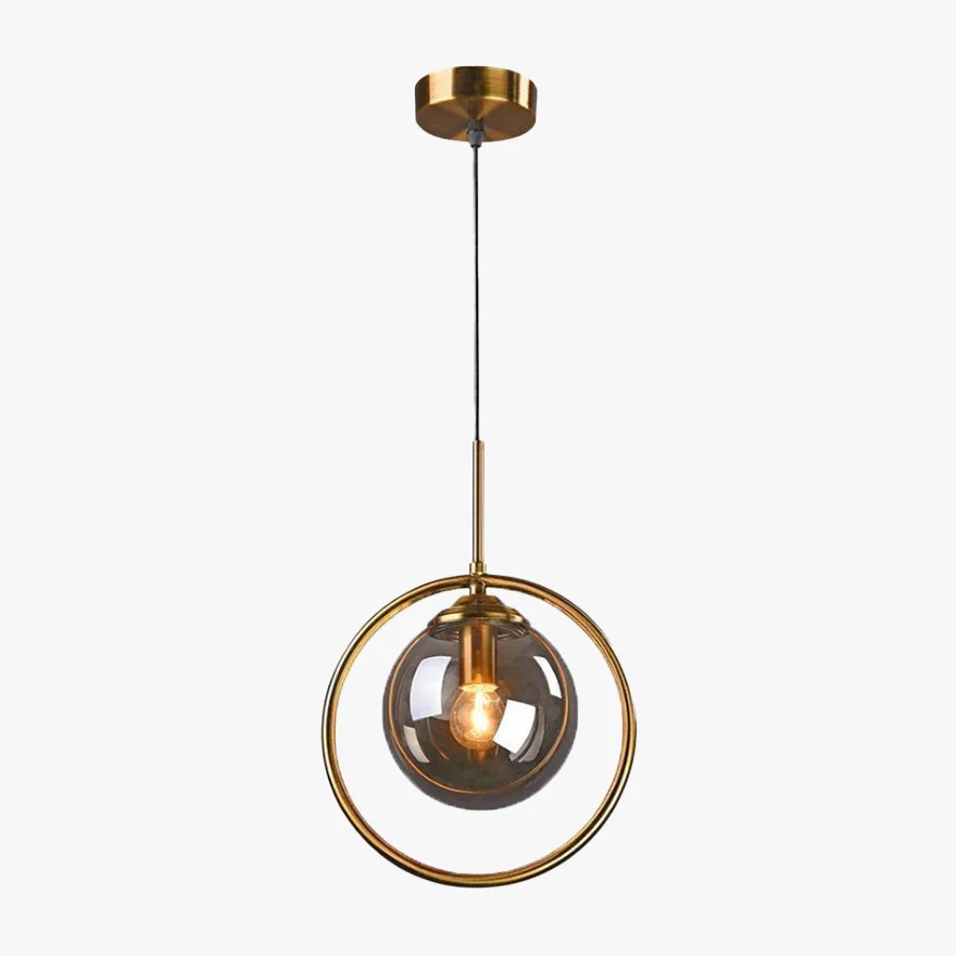 Modern Metal And Glass Bubble Dinning Room Pendant Light, Cognac/Grey/Clear