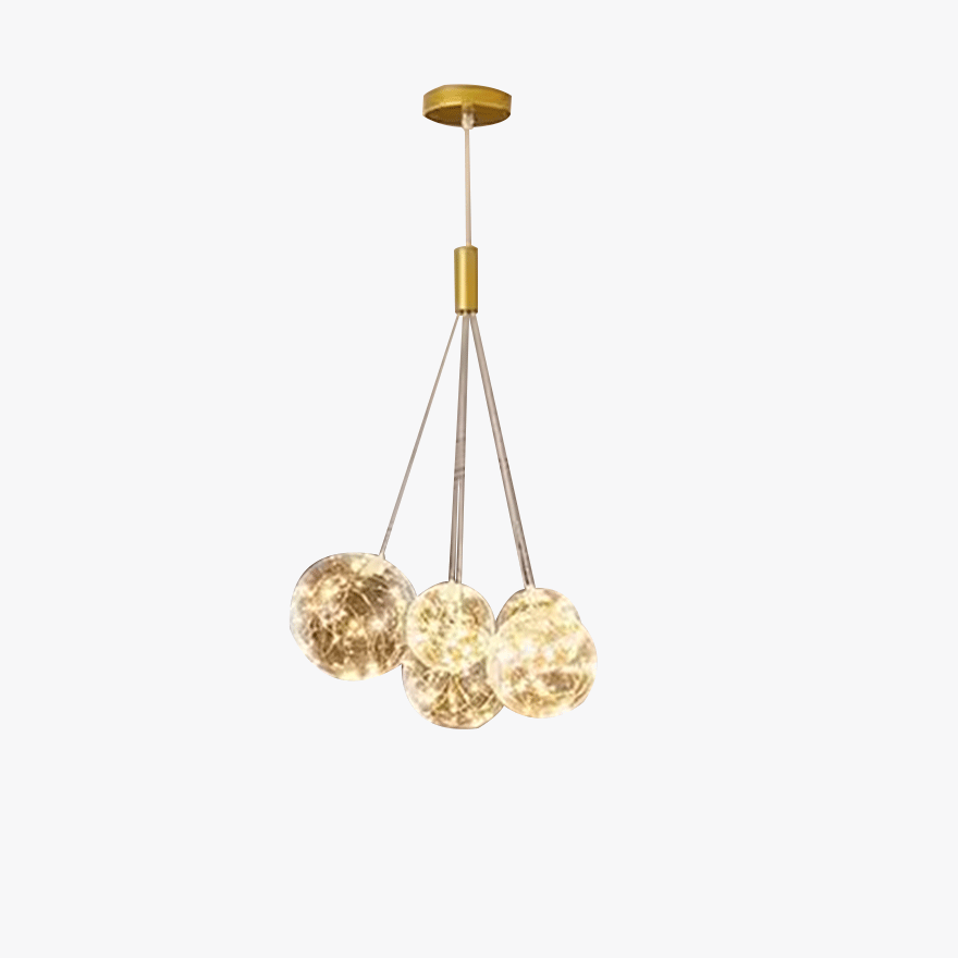 Designer Metal And Glass Bubble Dining Room Ceiling Light, Gold