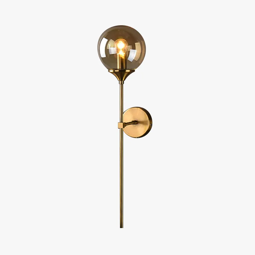 Modern Metal And Glass Bubble Bedroom Wall Lamp, Amber/Milk White/Smoke Gray/Clear