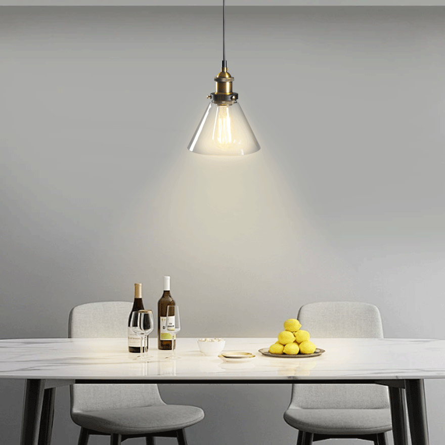 Modern Metal And Glass Geometric Kitchen Pendant Light, Clear/Amber/Smoke Grey