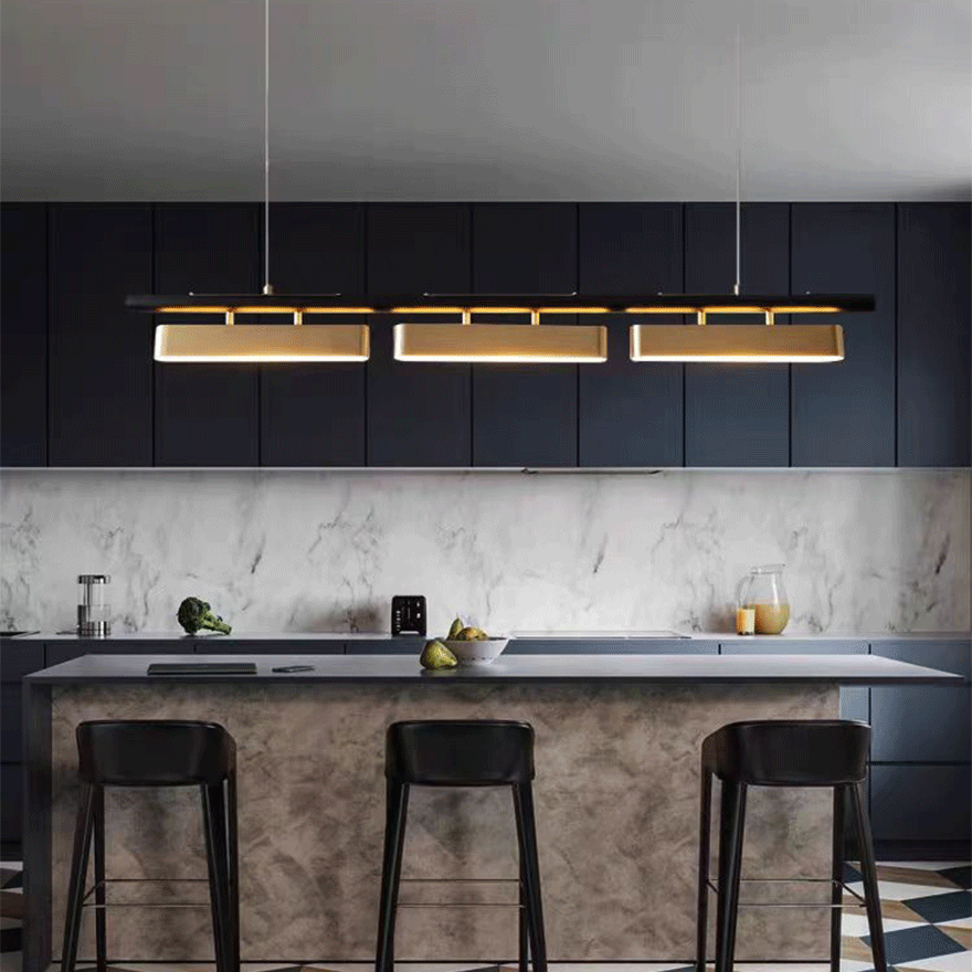 Modern Metal Linear Study Room Pendant Light, Gold