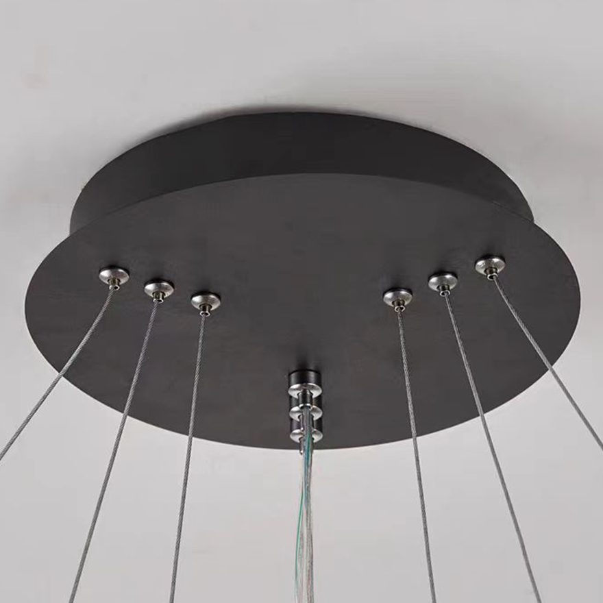 Minimalist Metal And Acrylic Ring Living Room Pendant Light, Black/Brown/Gold/White