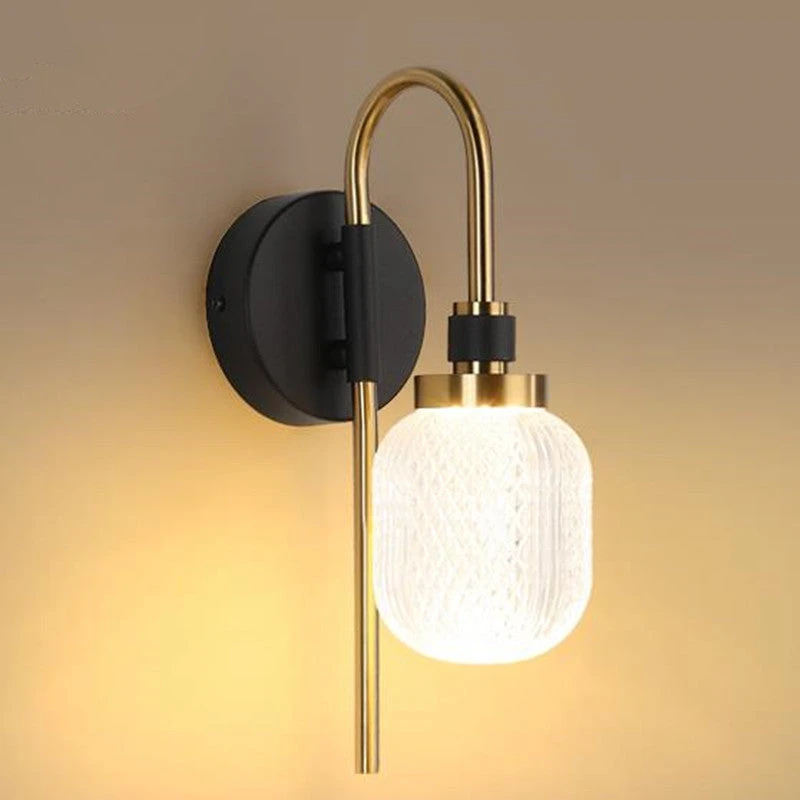 Modern Metal Lantern Bedside Wall Lamp, Gold