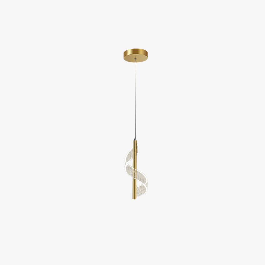 Nordic Metal Linear Bedroom Pendant Light, Gold, Trichromatic Light